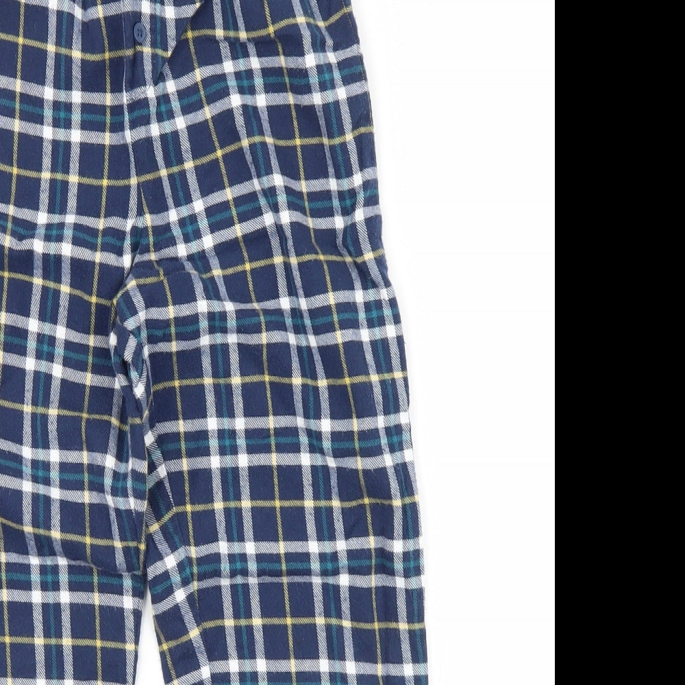 Marks and Spencer Boys Blue Check   Pyjama Pants Size 8-9 Years