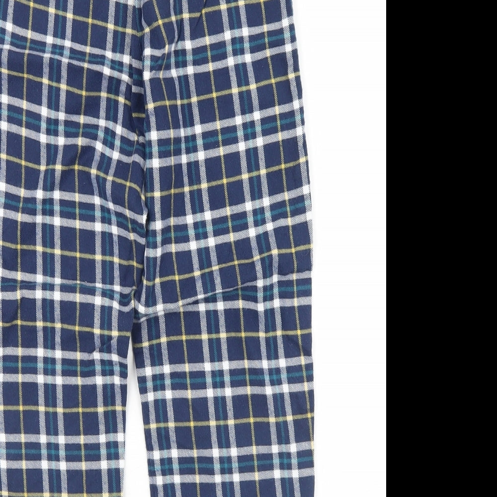 Marks and Spencer Boys Blue Check   Pyjama Pants Size 8-9 Years