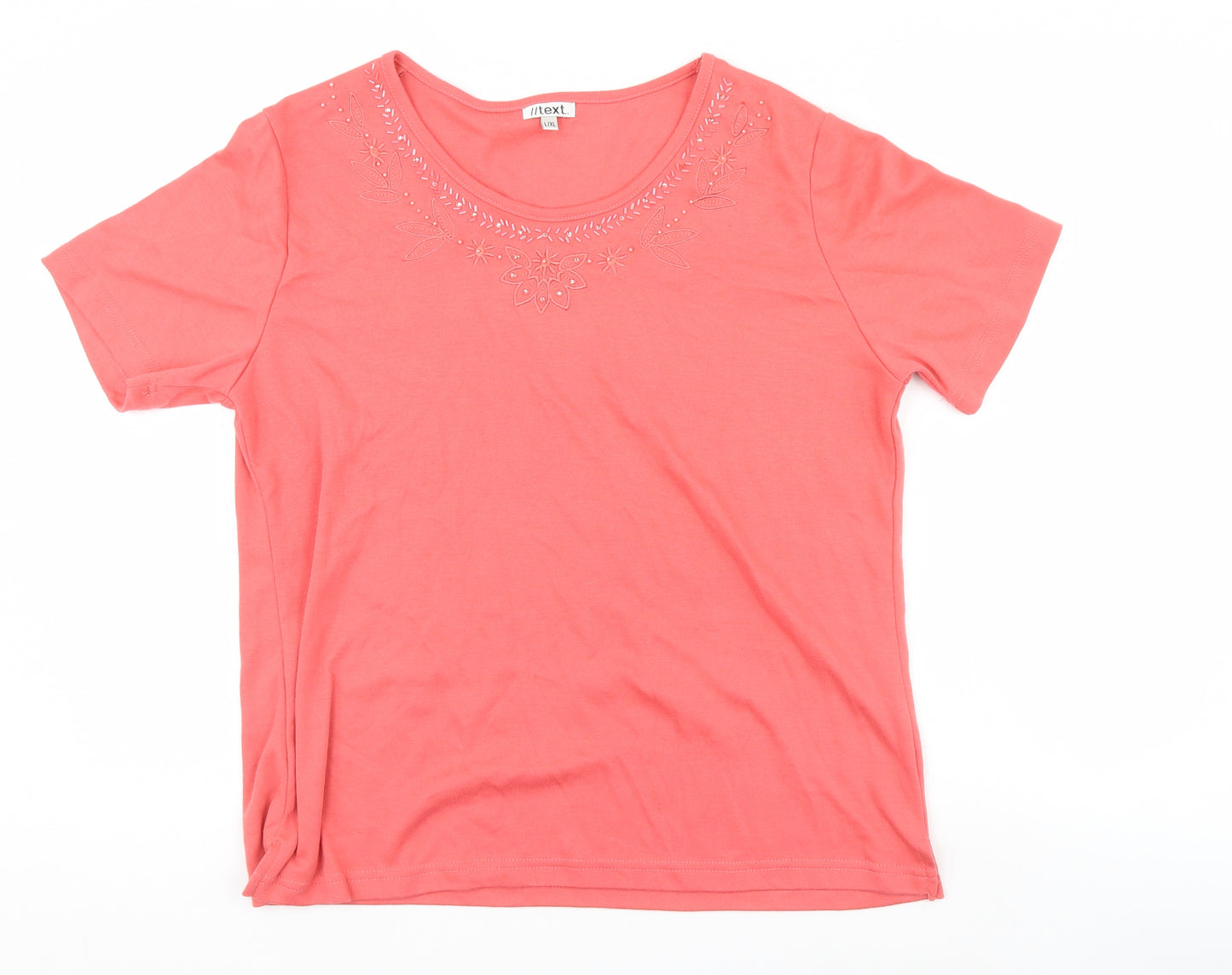 TEXT Womens Pink   Basic T-Shirt Size XL