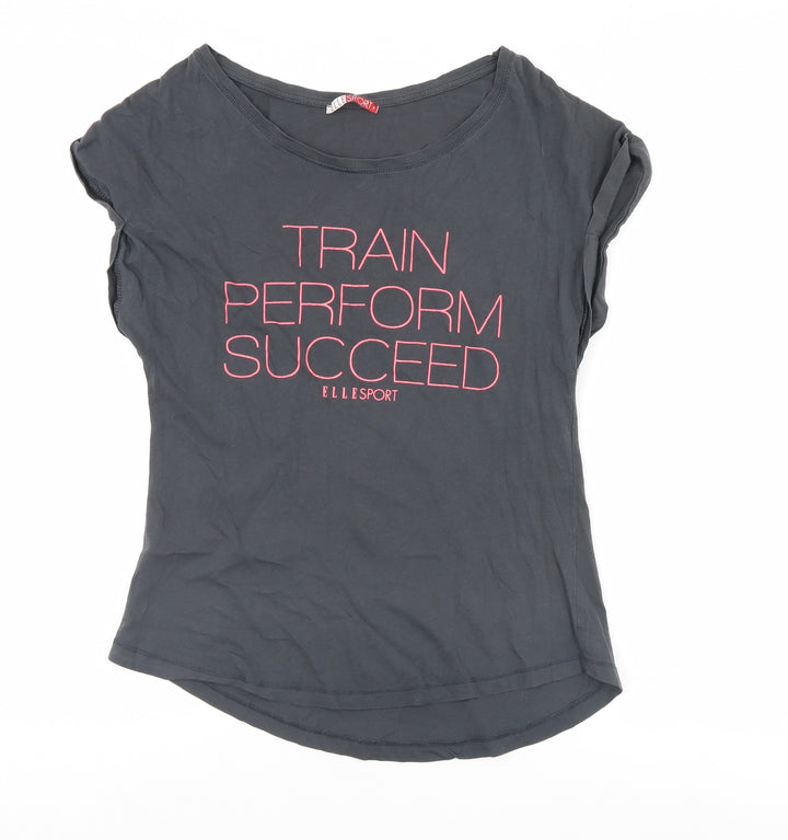 Elle Sport Womens Grey Basic T-Shirt Size 10