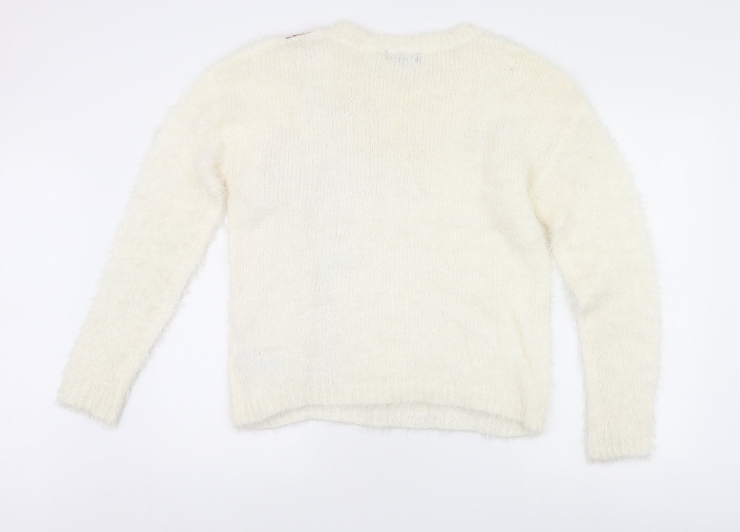 New Look Womens White   Pullover Jumper Size 14  - Christmas jumper
