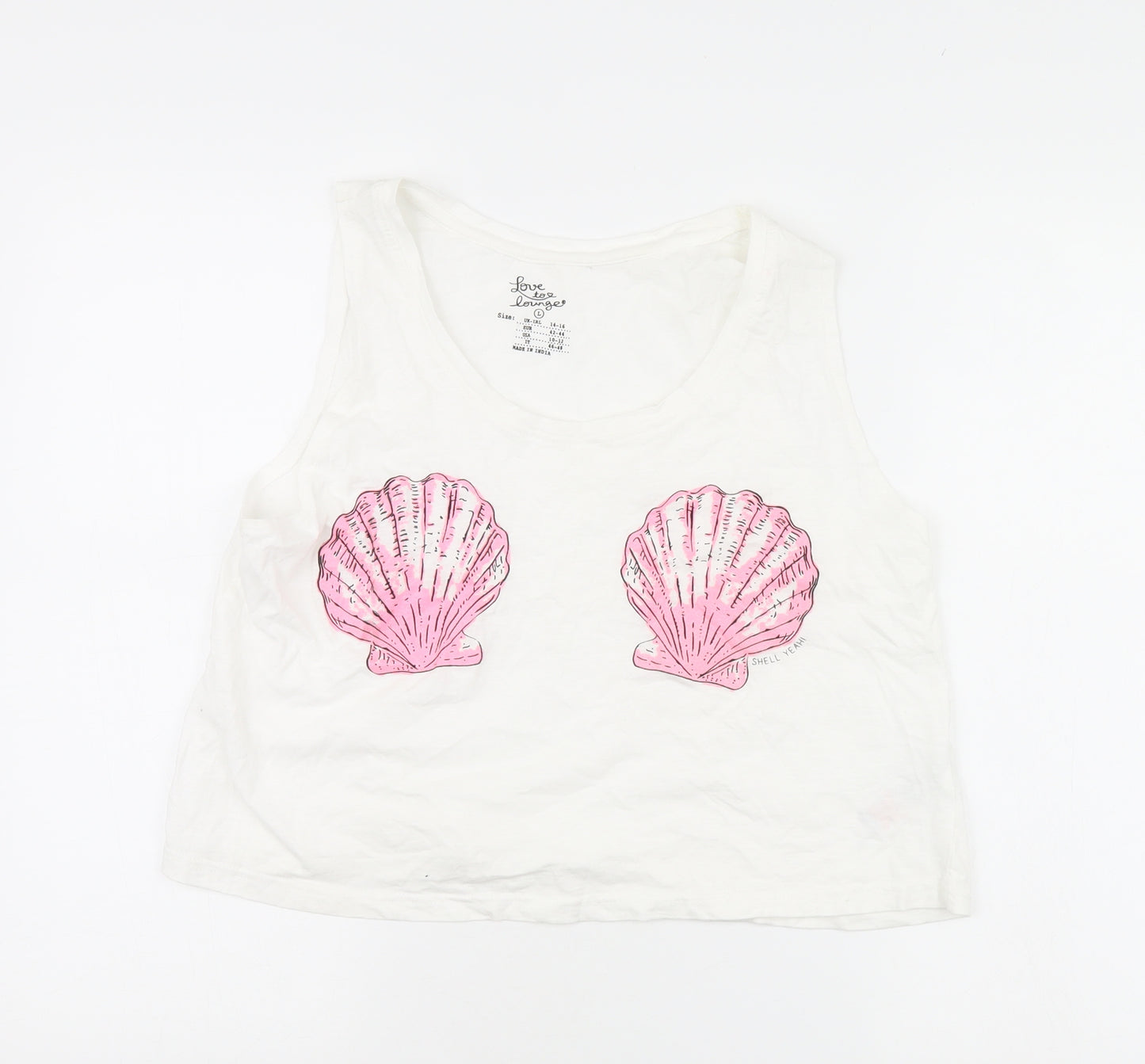 Love To Lounge Womens White Solid  Top Pyjama Top Size L
