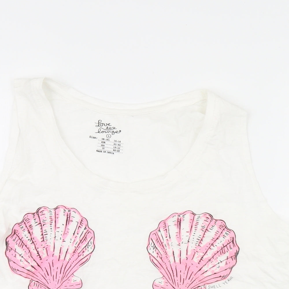Love To Lounge Womens White Solid  Top Pyjama Top Size L