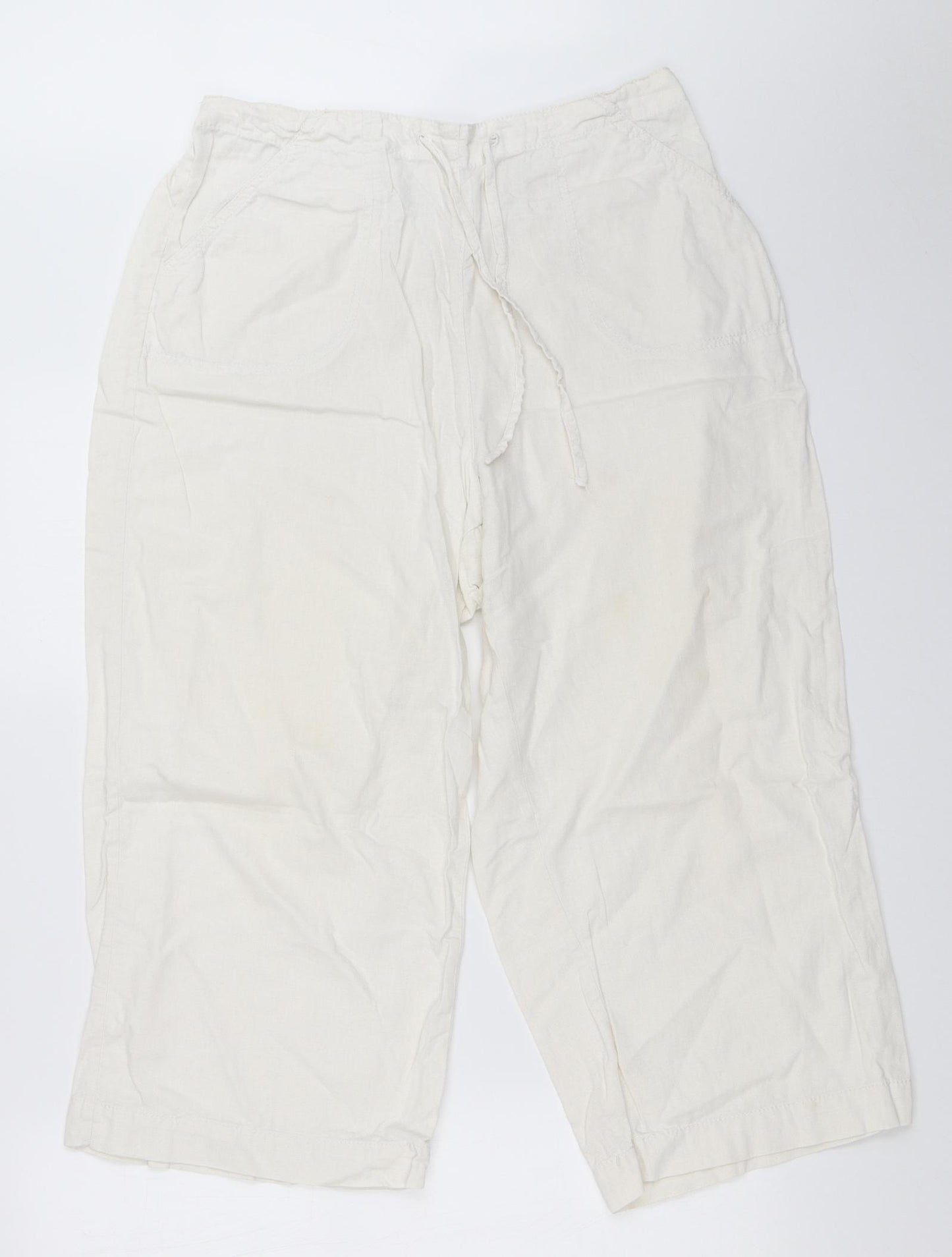 BHS Womens White   Cropped Trousers Size 16 L22 in