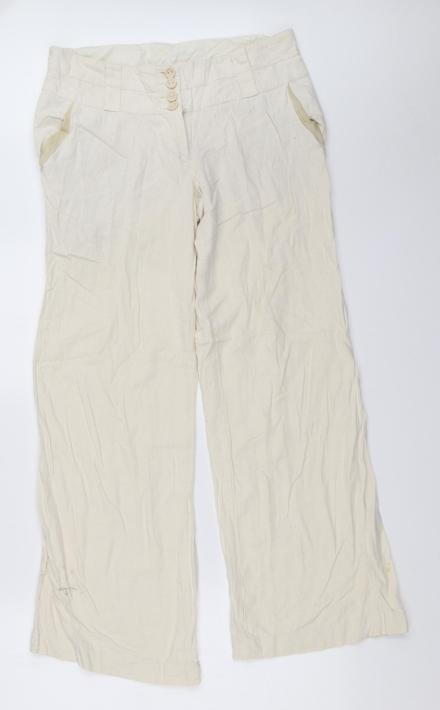 New Look Womens Ivory   Trousers  Size 12 L29.5 in