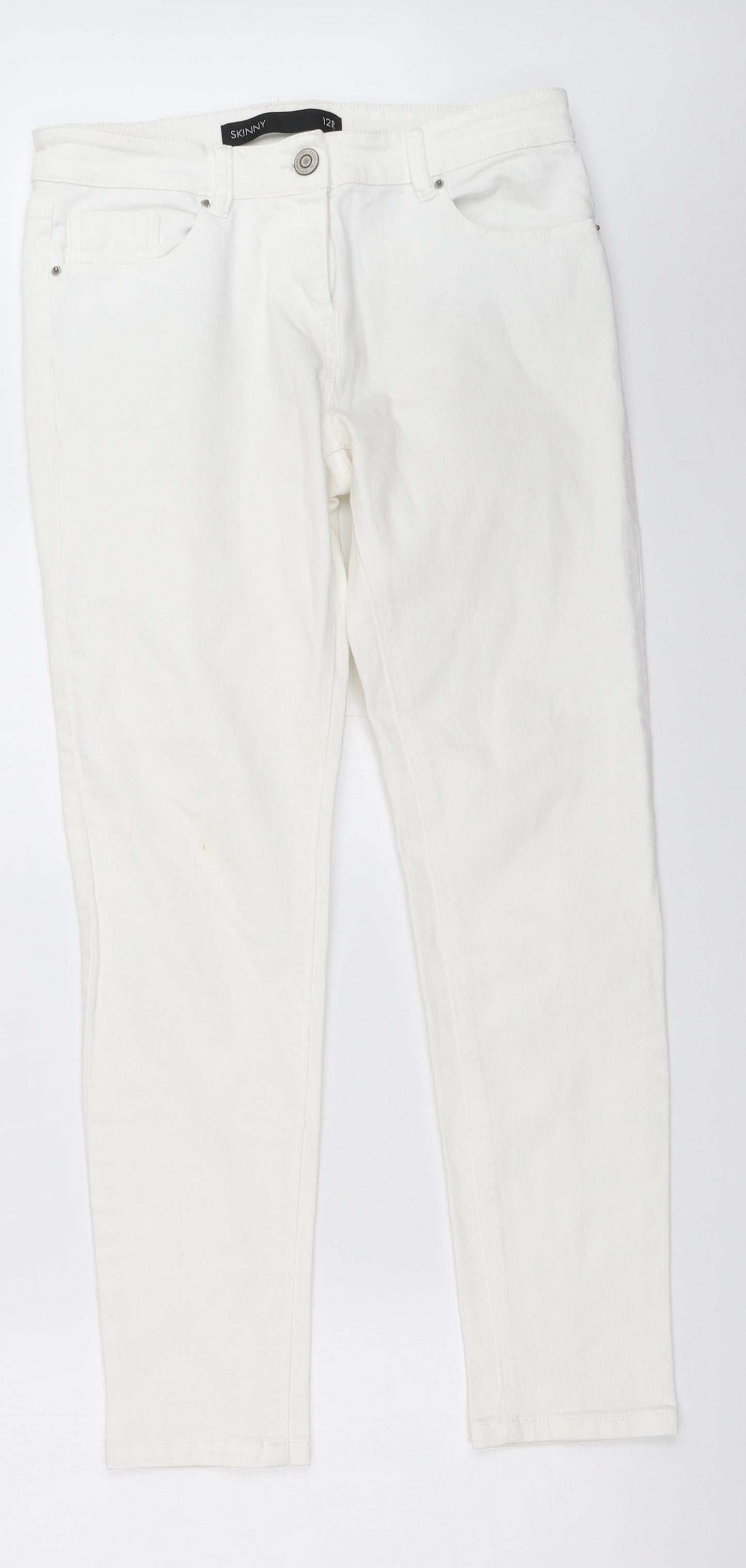 NEXT Womens White   Skinny Jeans Size 12 L28 in