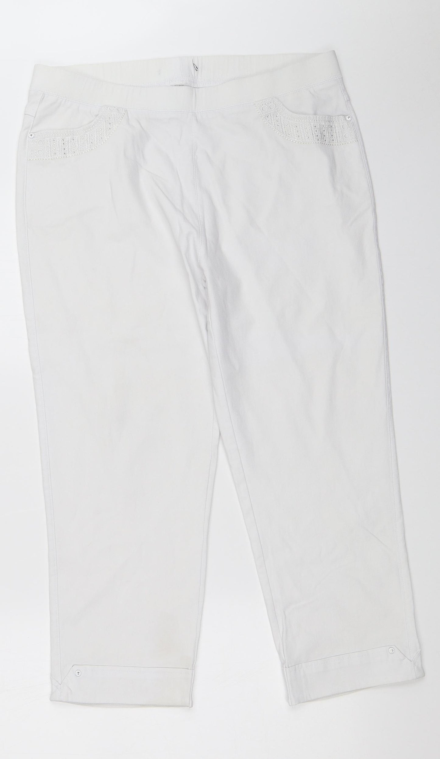 Preworn Womens White   Cropped Trousers Size 32 in L22 in