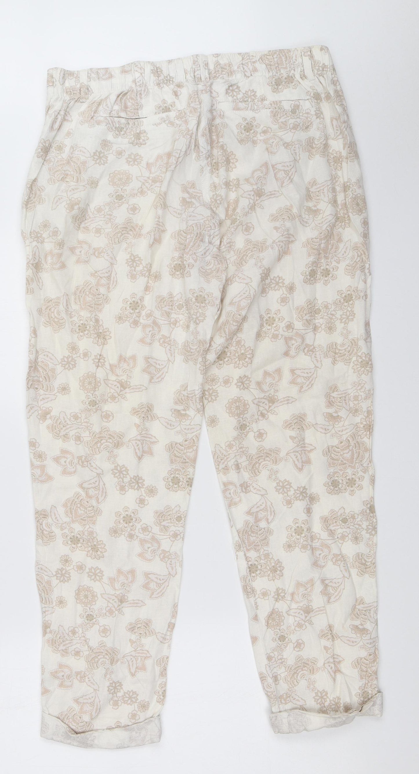 Marks and Spencer Womens Ivory Floral  Trousers  Size 12 L27 in