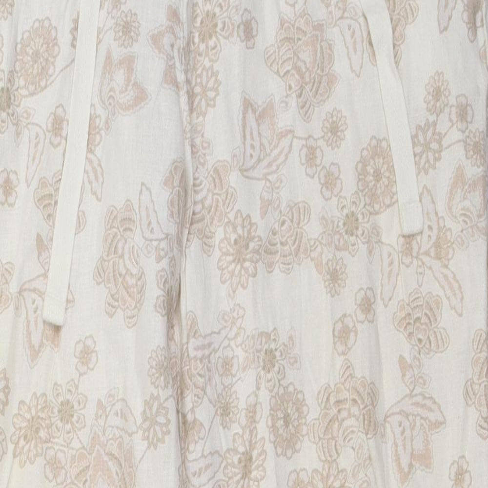 Marks and Spencer Womens Ivory Floral  Trousers  Size 12 L27 in