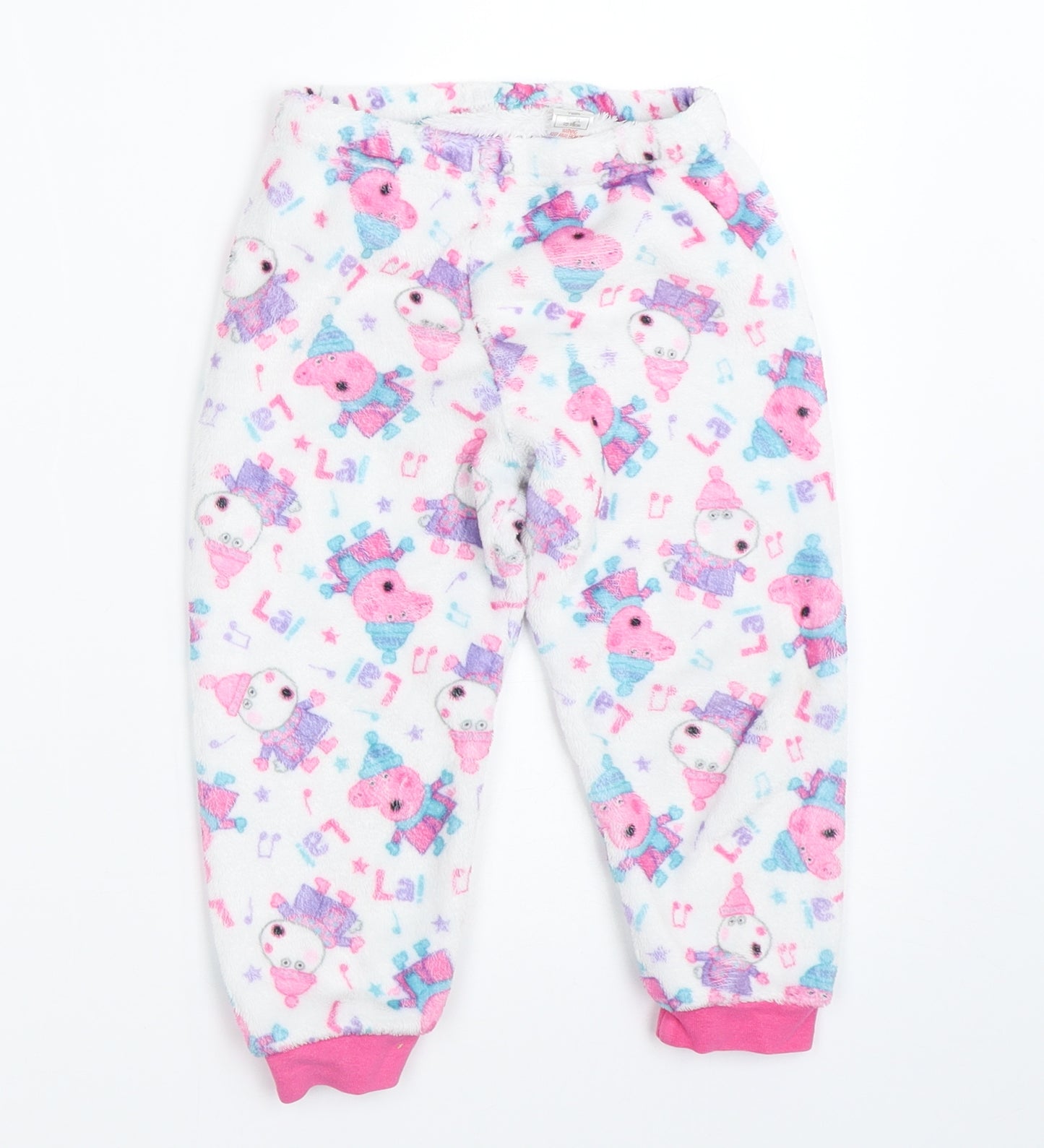 George Girls White Solid  Top Pyjama Pants Size 2-3 Years  - Peppa Pig