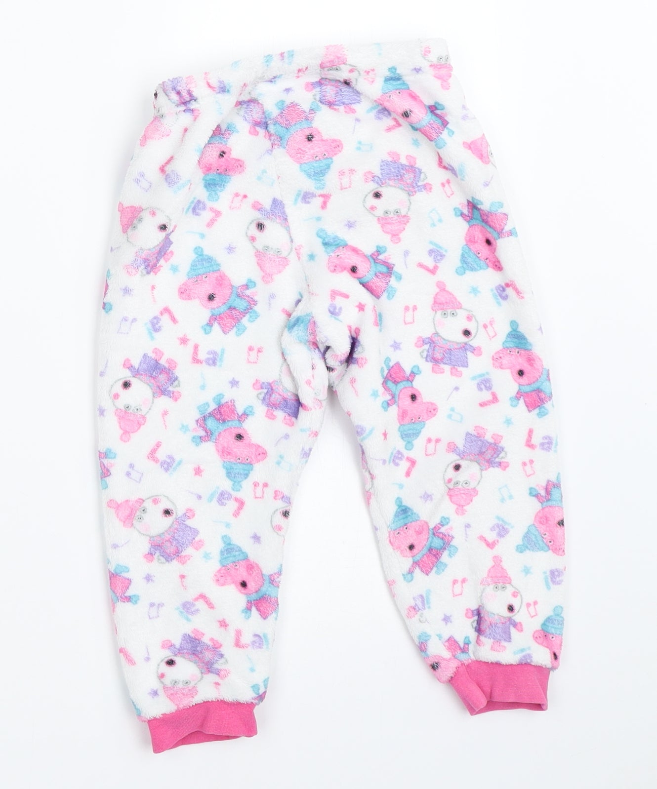 George Girls White Solid  Top Pyjama Pants Size 2-3 Years  - Peppa Pig