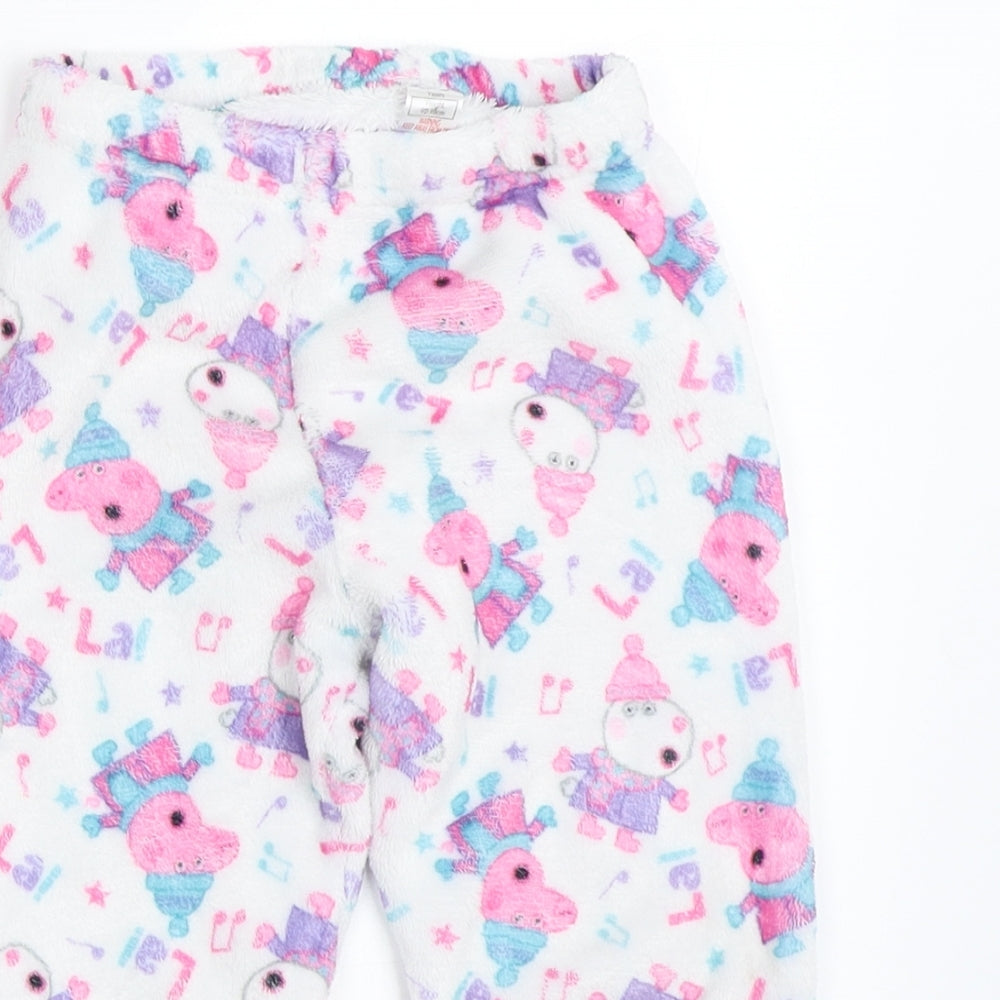 George Girls White Solid  Top Pyjama Pants Size 2-3 Years  - Peppa Pig