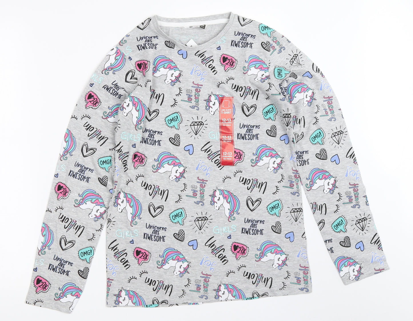 Pep&Co Girls Grey   Basic T-Shirt Size 12-13 Years