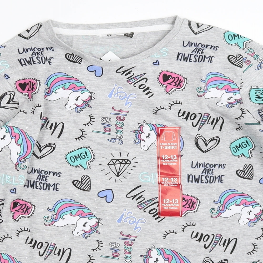 Pep&Co Girls Grey   Basic T-Shirt Size 12-13 Years