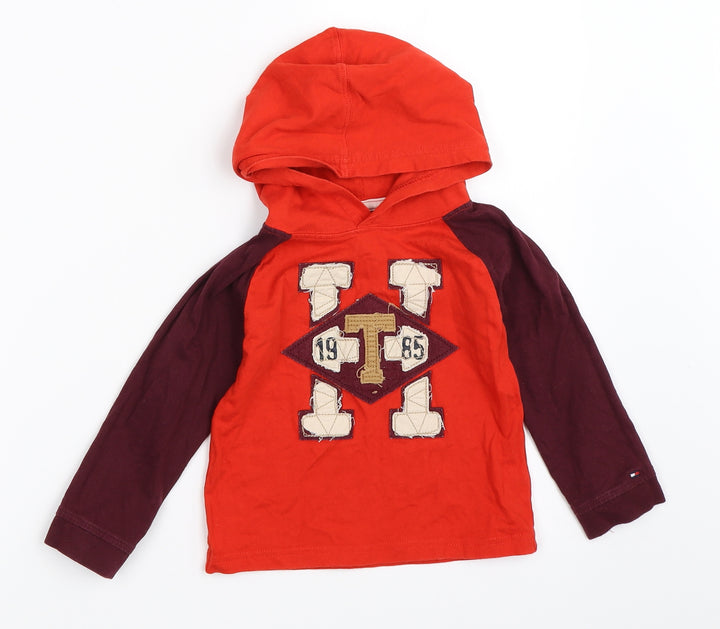 Preworn Boys Red   Pullover Hoodie Size 3 Years