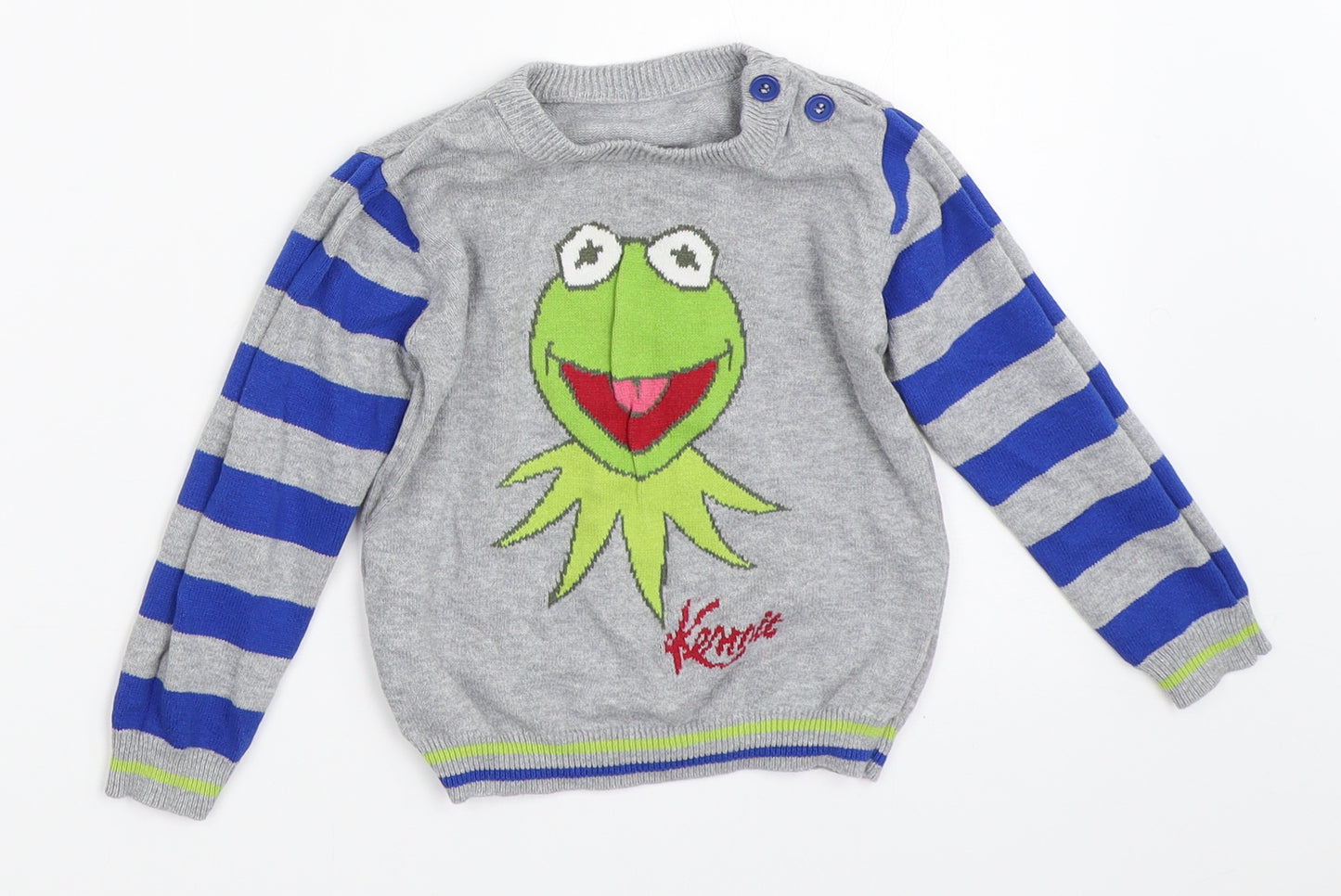 George Boys Grey   Pullover Jumper Size 18-24 Months  - kermit the frog