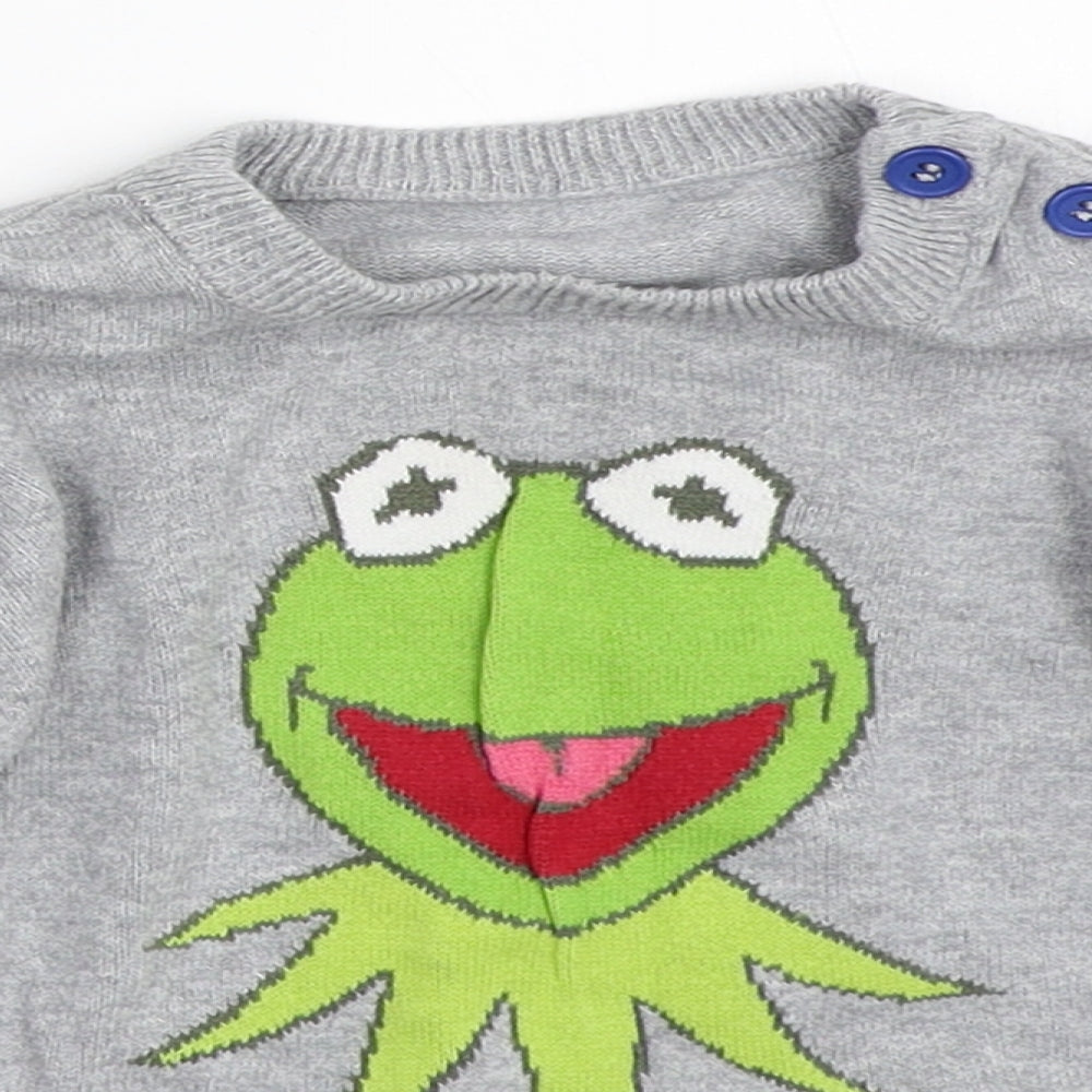George Boys Grey   Pullover Jumper Size 18-24 Months  - kermit the frog