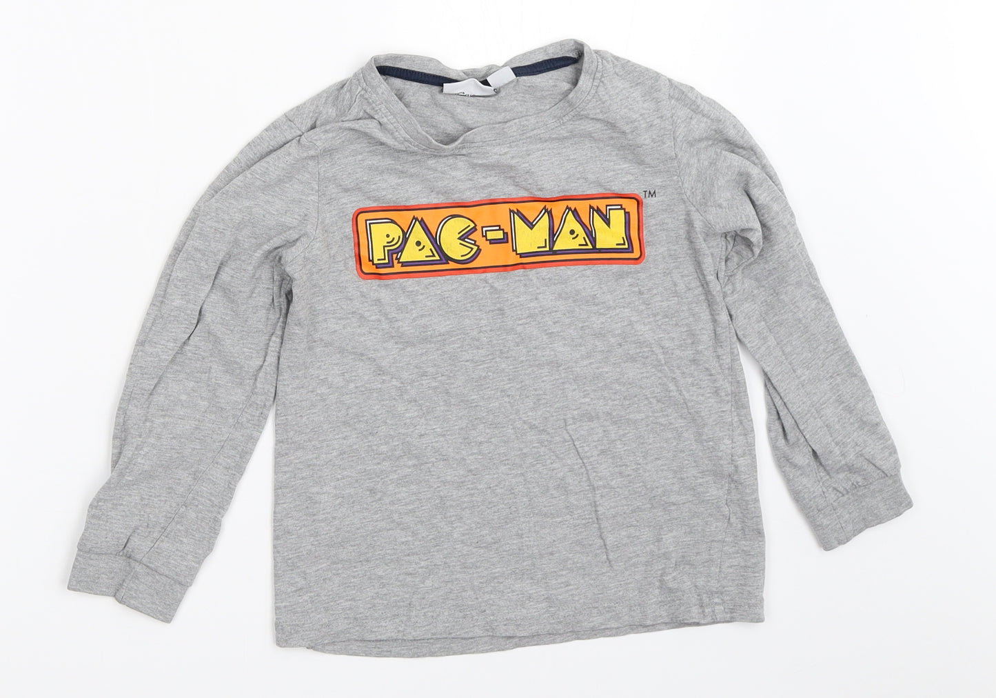 Preworn Boys Grey   Basic T-Shirt Size 7-8 Years  - Pac Man