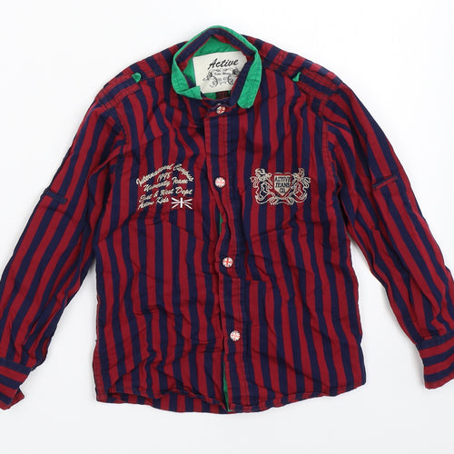 Active Boys Red Striped  Basic Button-Up Size 2 Years
