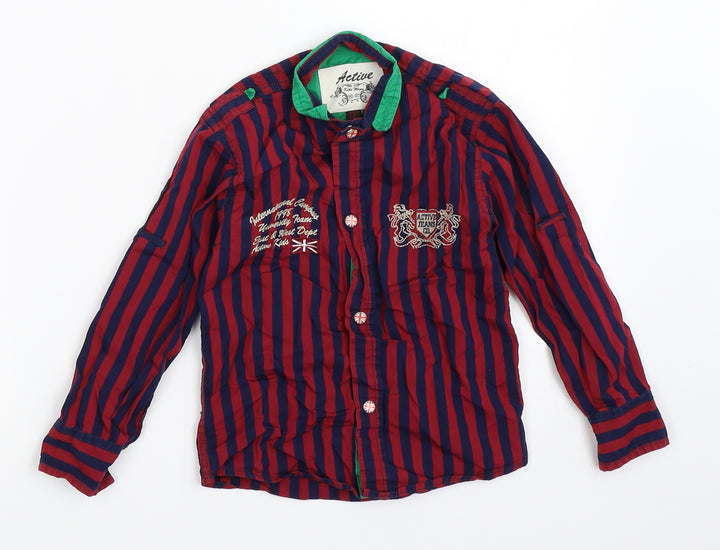 Active Boys Red Striped  Basic Button-Up Size 2 Years