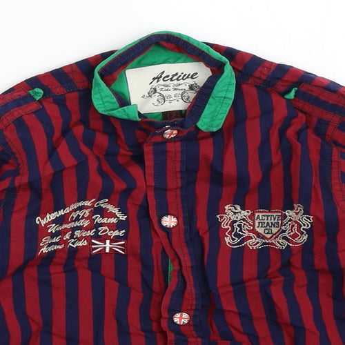 Active Boys Red Striped  Basic Button-Up Size 2 Years