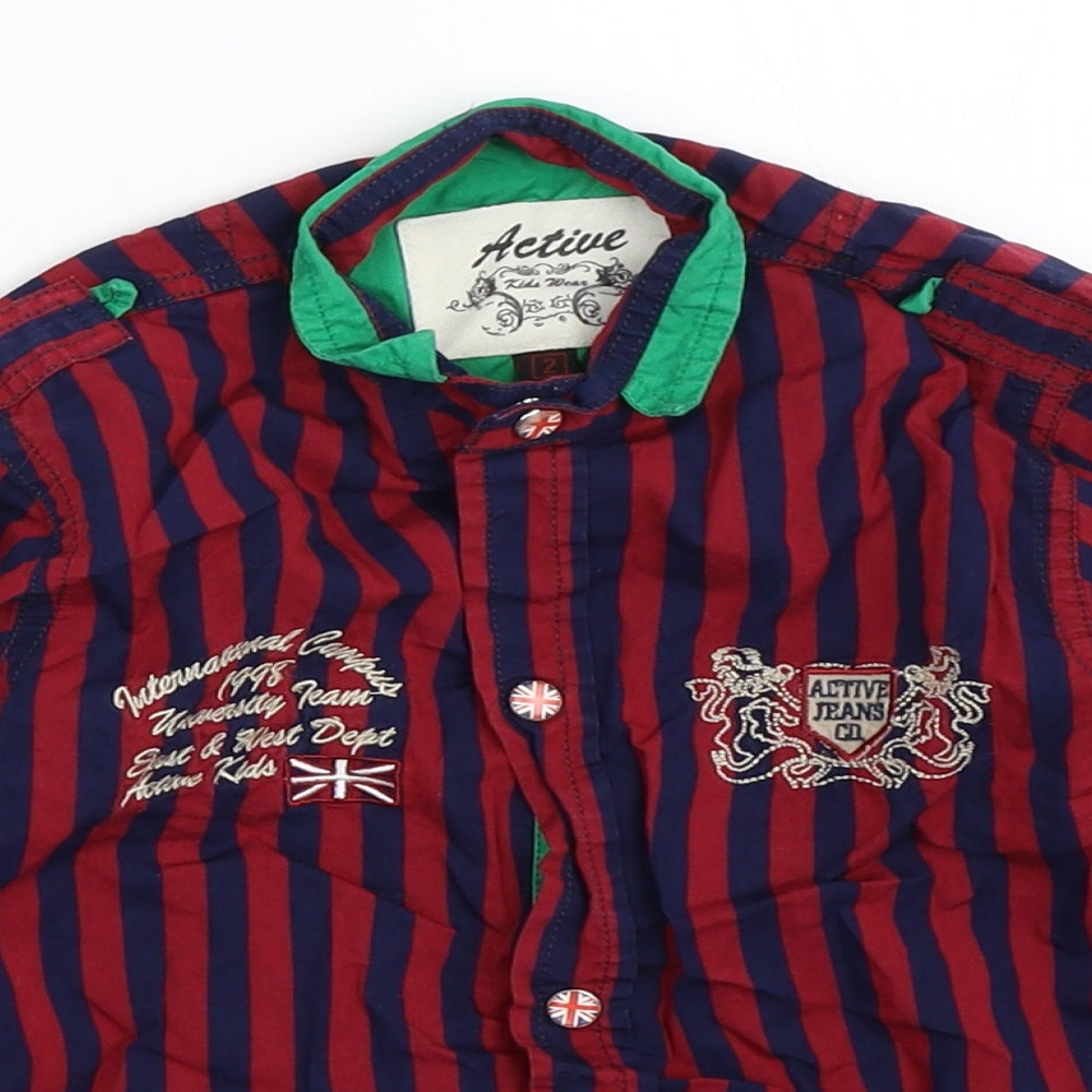 Active Boys Red Striped  Basic Button-Up Size 2 Years