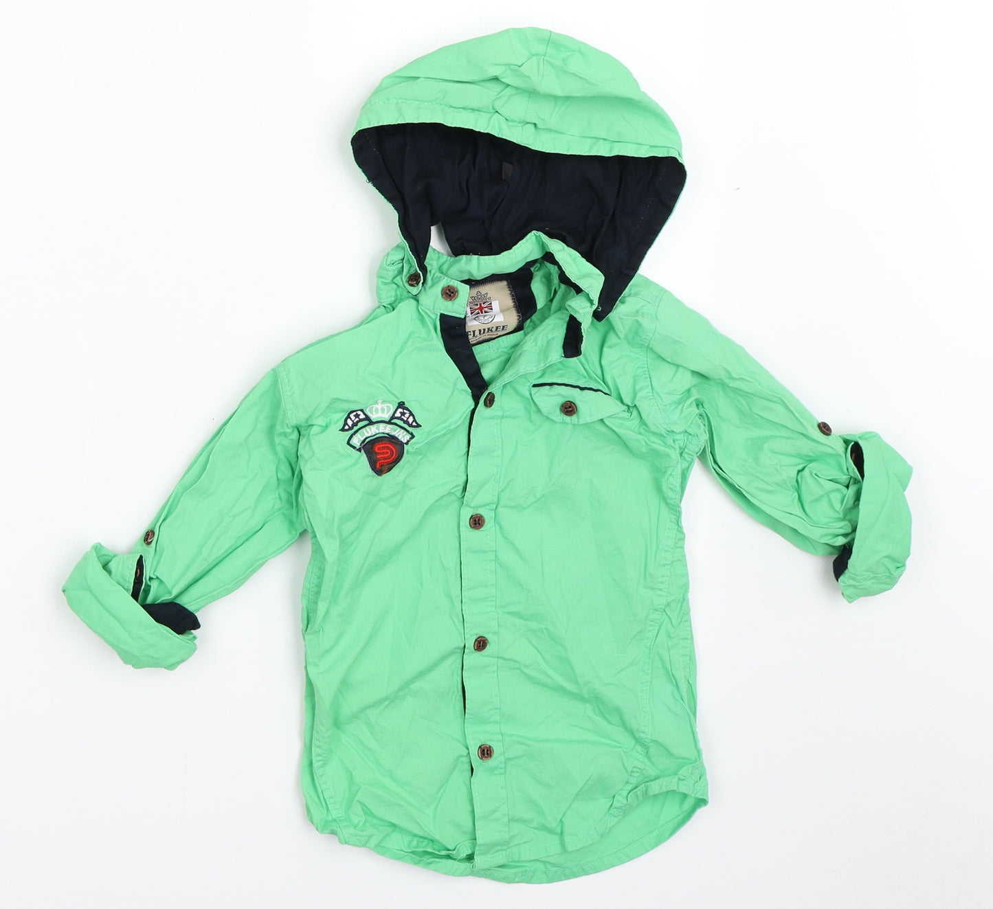 Flukee Boys Green   Basic Button-Up Size 4 Years