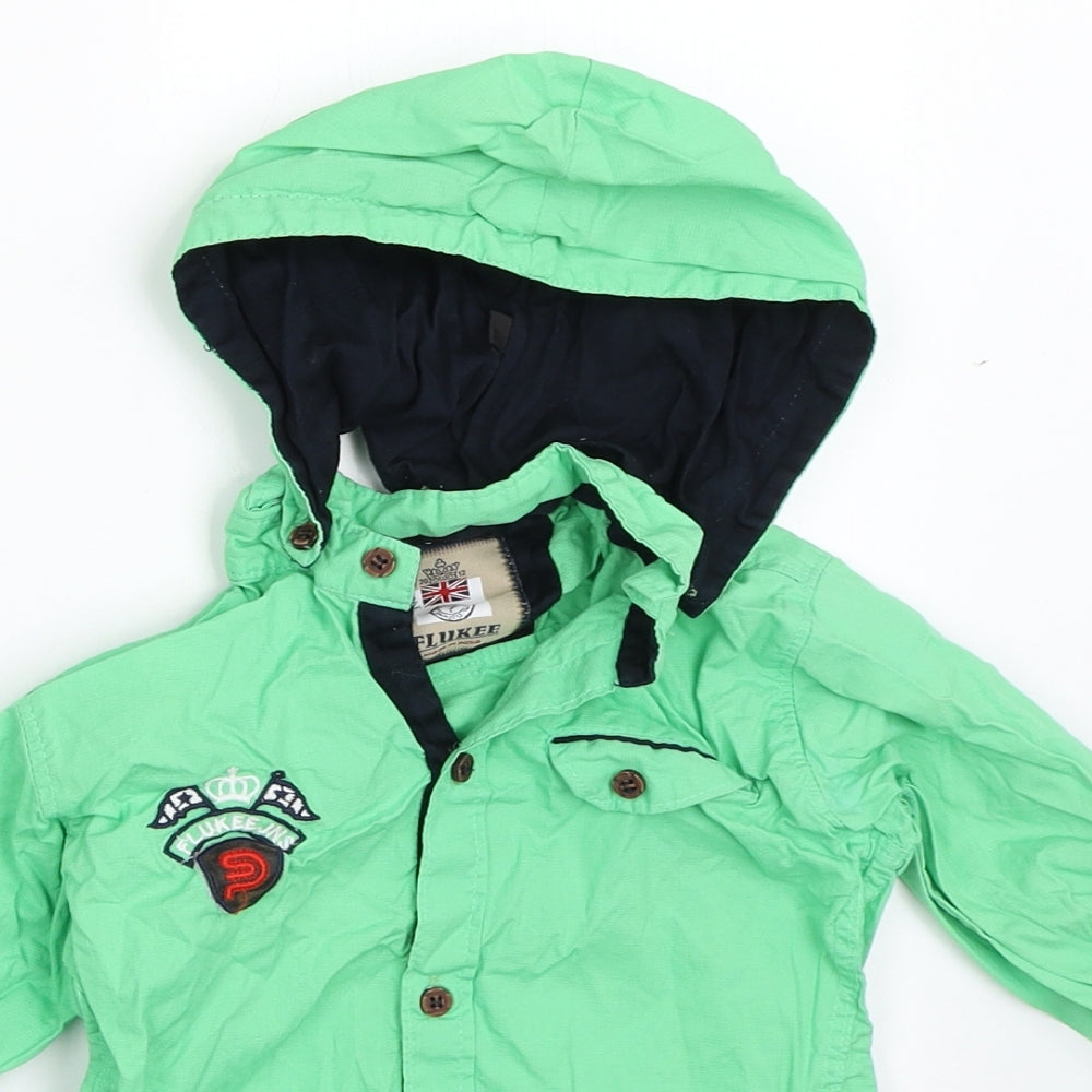 Flukee Boys Green   Basic Button-Up Size 4 Years