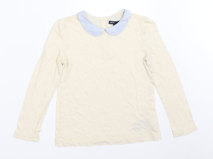 Gap Girls Ivory Basic T-Shirt Size 6-7 Years