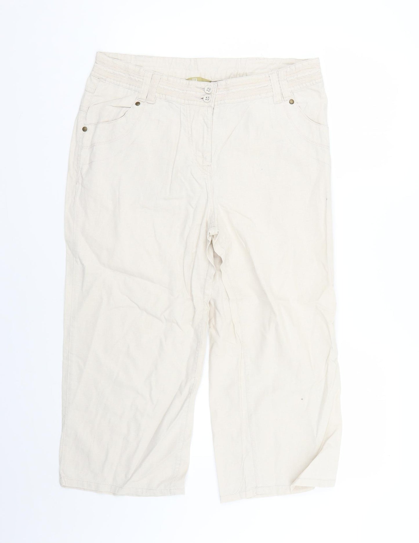 TU Womens Beige   Cropped Trousers Size 14 L21 in