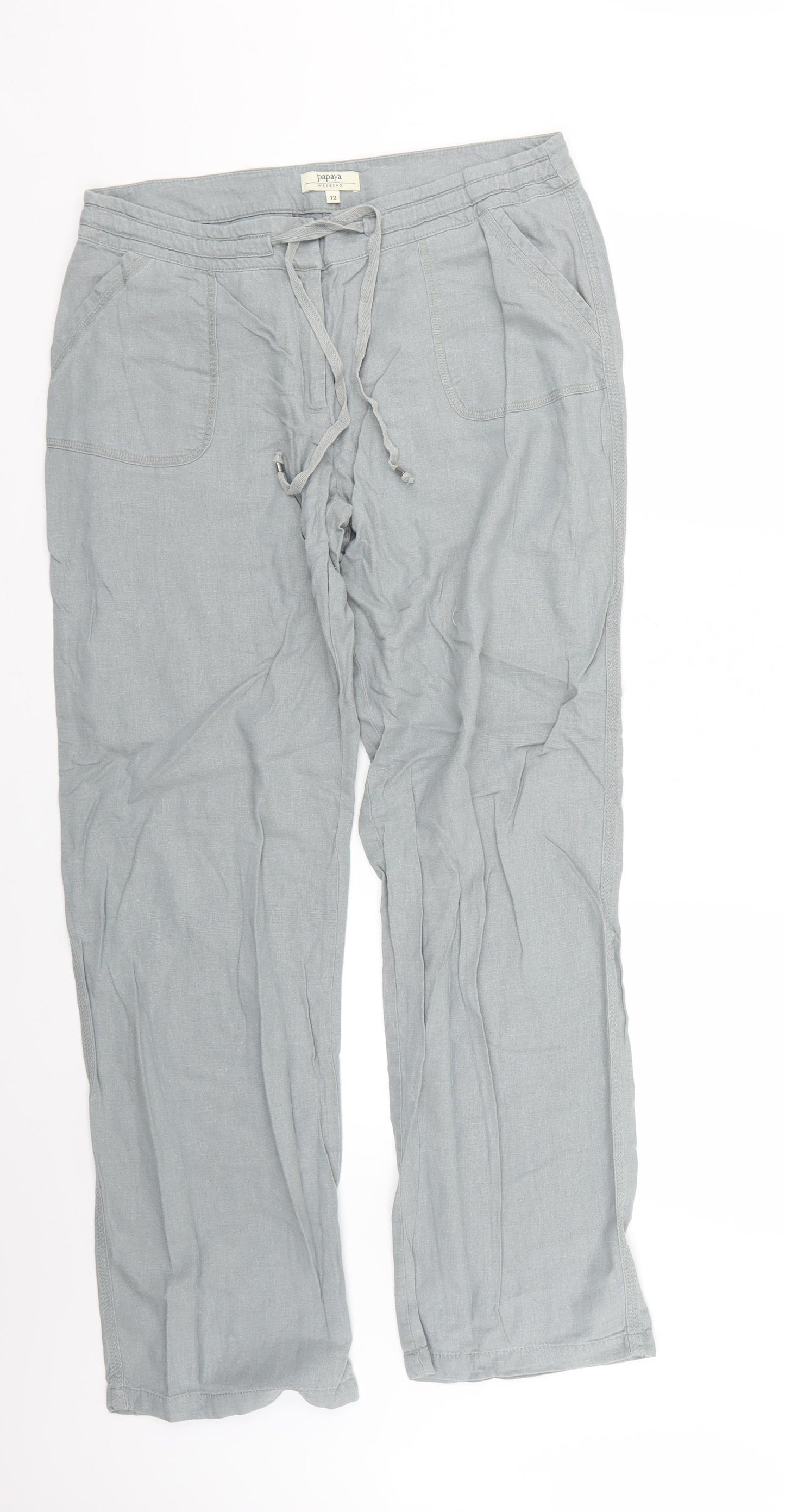 Papaya Womens Grey   Trousers  Size 12 L27 in