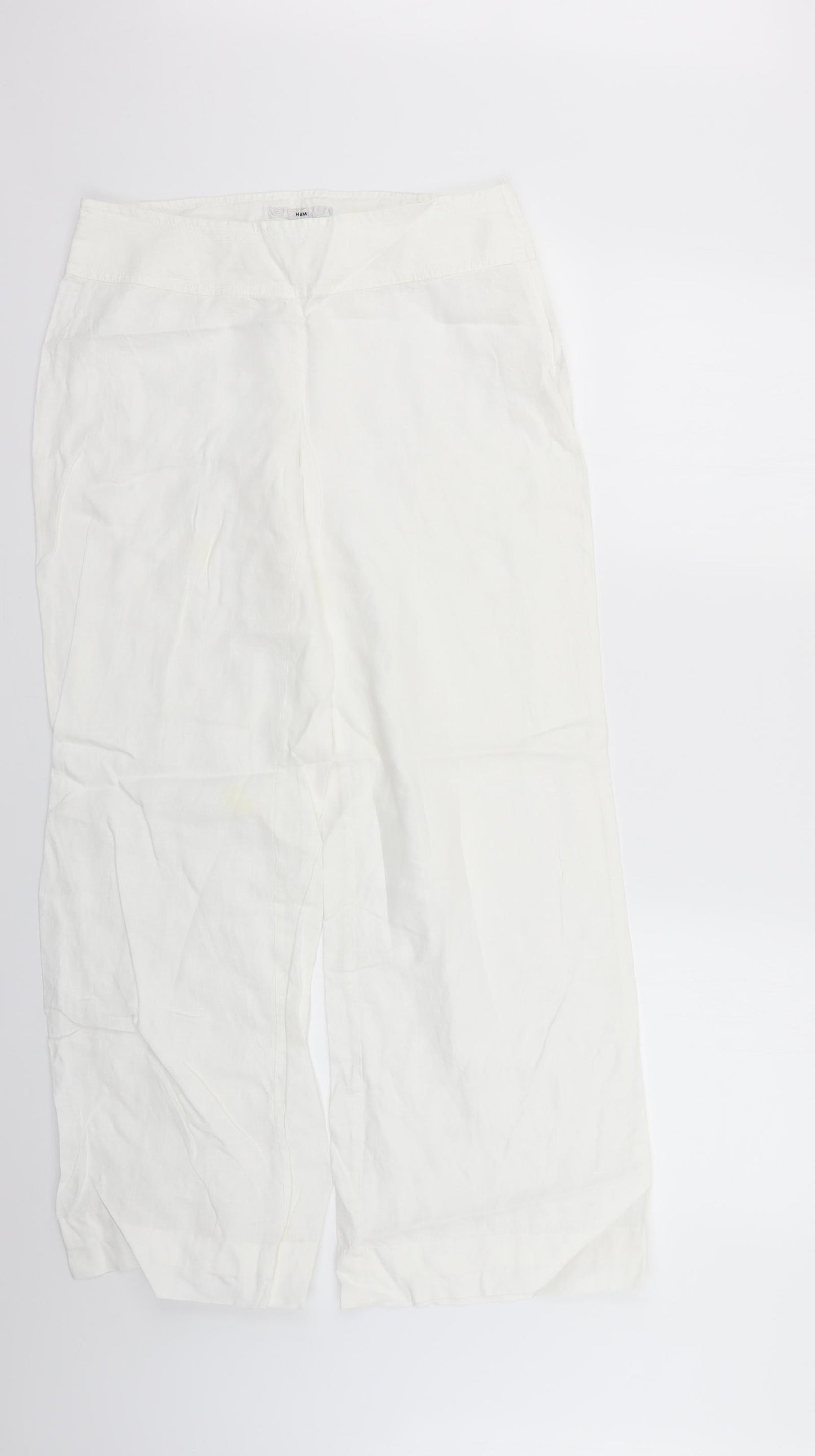 H&M Womens White   Trousers  Size 6 L26 in