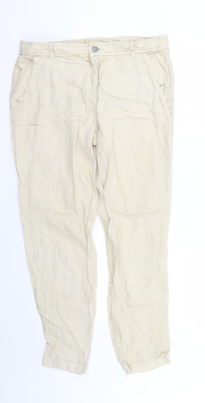 Indigo Womens Beige Trousers Size 12 L26 in