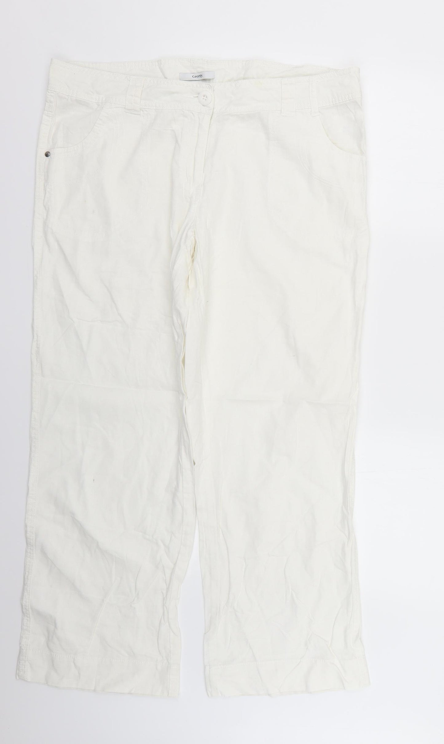 George Womens White   Trousers  Size 16 L27 in