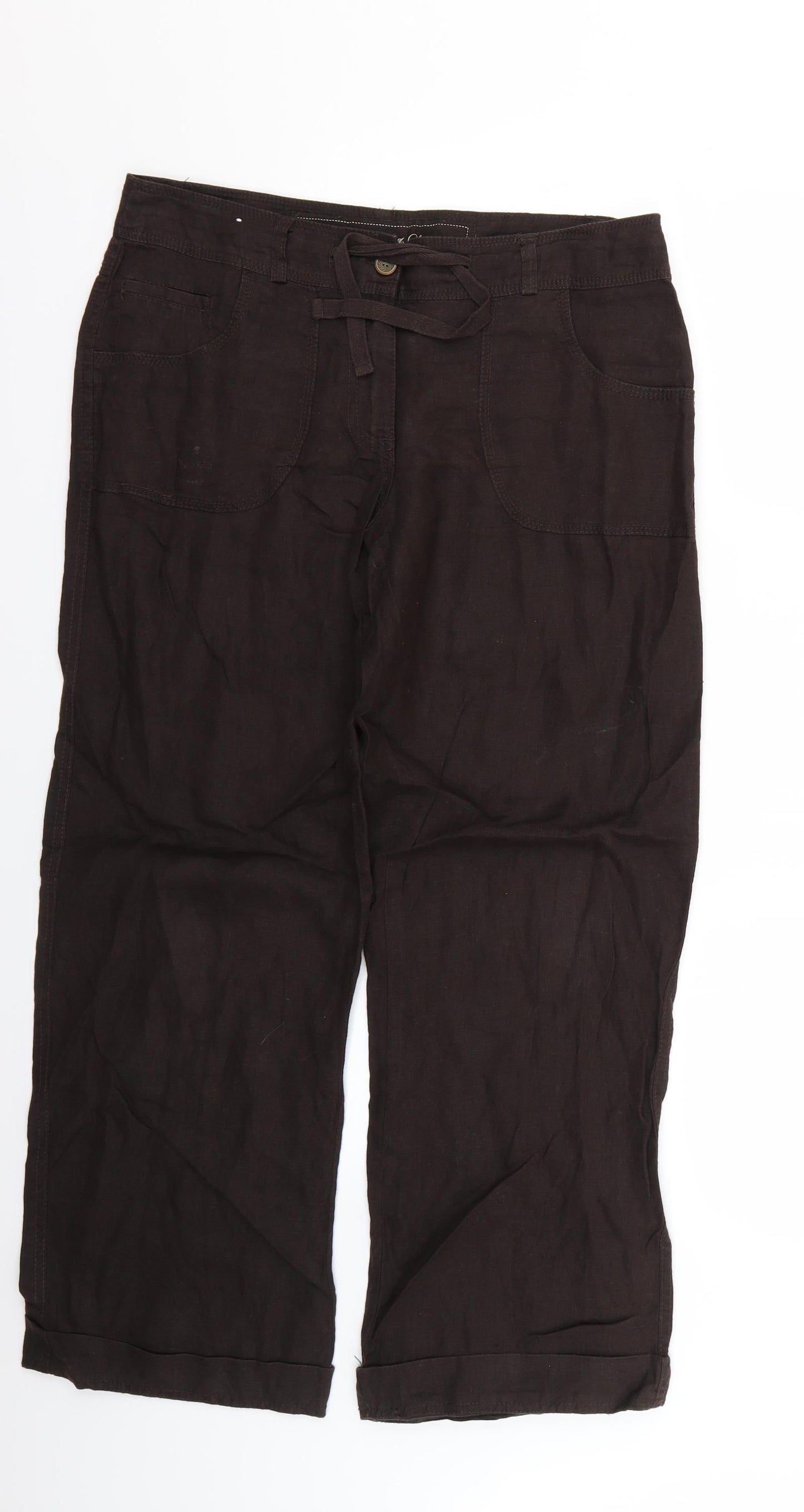 Denim & Co. Womens Brown   Trousers  Size 10 L26 in