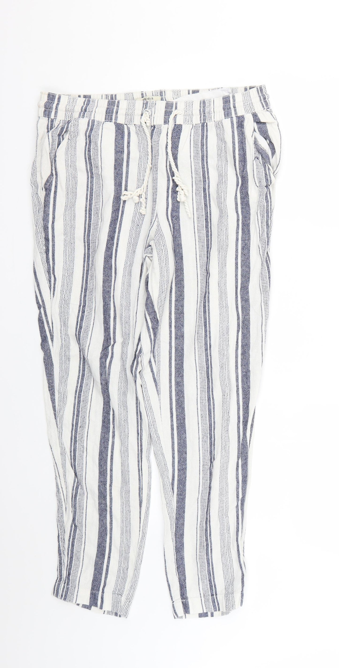 Papaya Womens Multicoloured Striped  Trousers  Size 12 L25 in