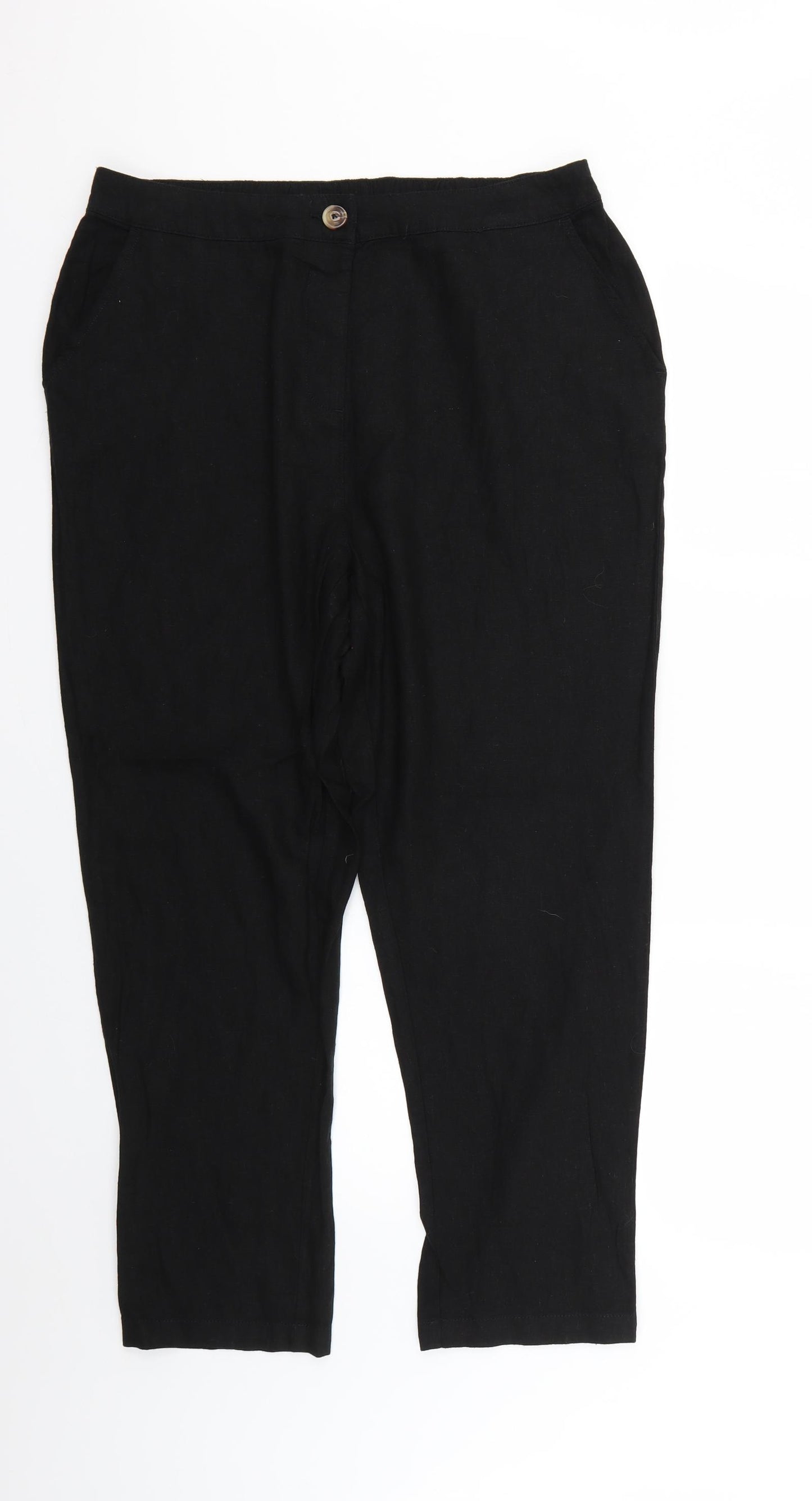 Peacocks Womens Black   Trousers  Size 14 L24 in