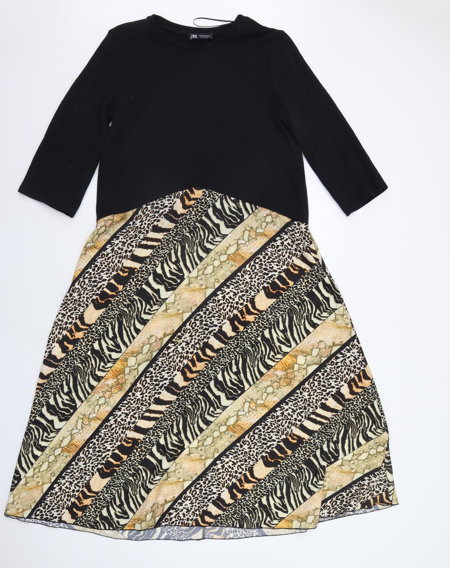 Zara Womens Black Geometric  Fit & Flare  Size M