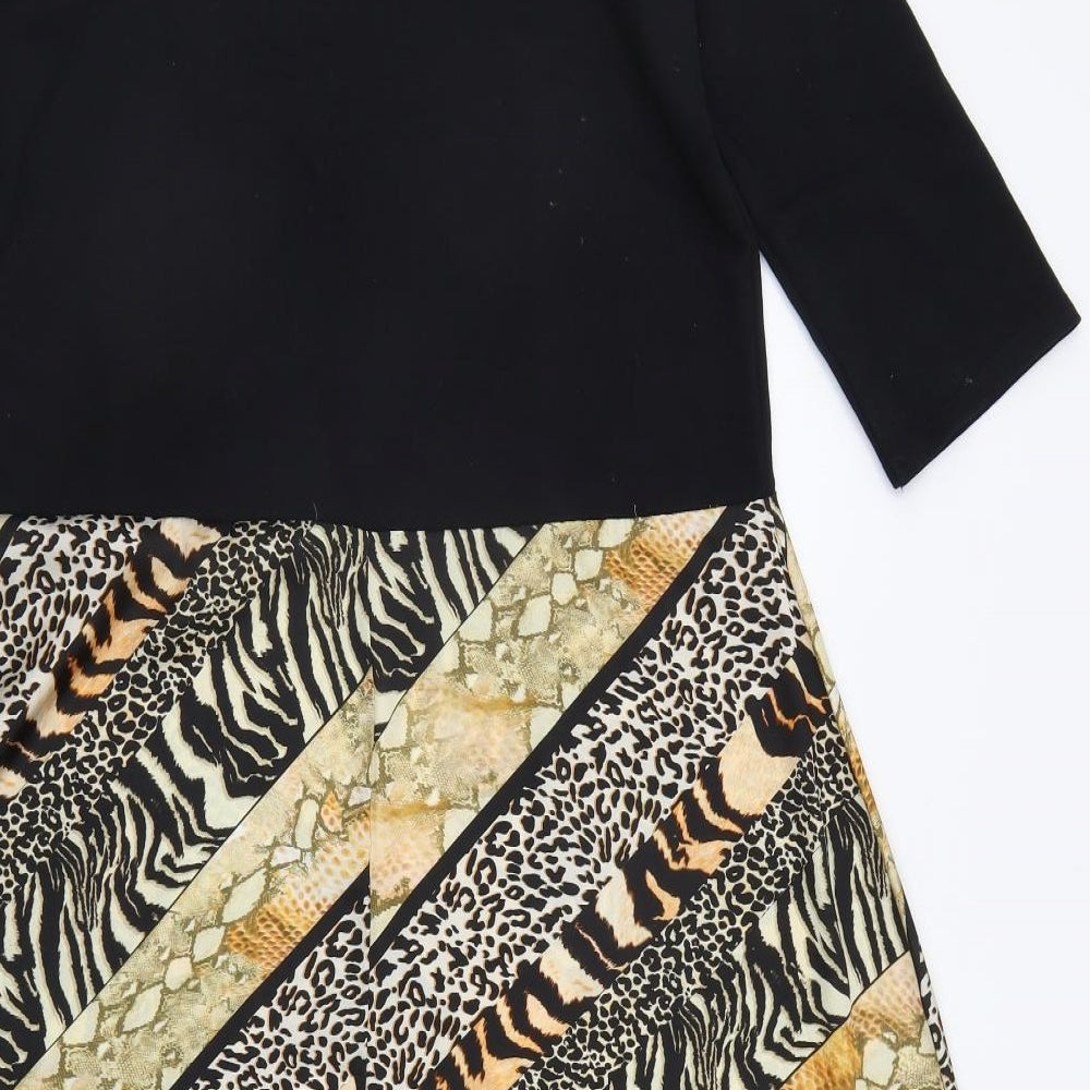 Zara Womens Black Geometric  Fit & Flare  Size M