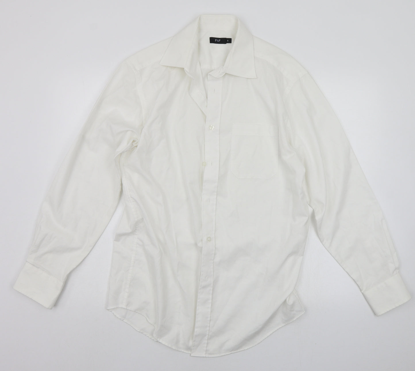 F&F Mens White    Button-Up Size 15