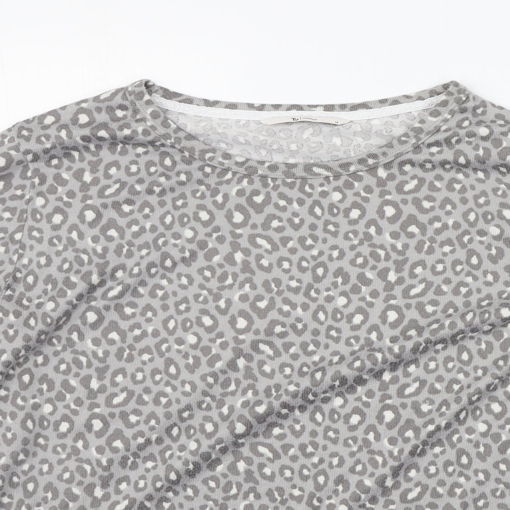 TU Womens Grey Animal Print  Top Pyjama Top Size 14