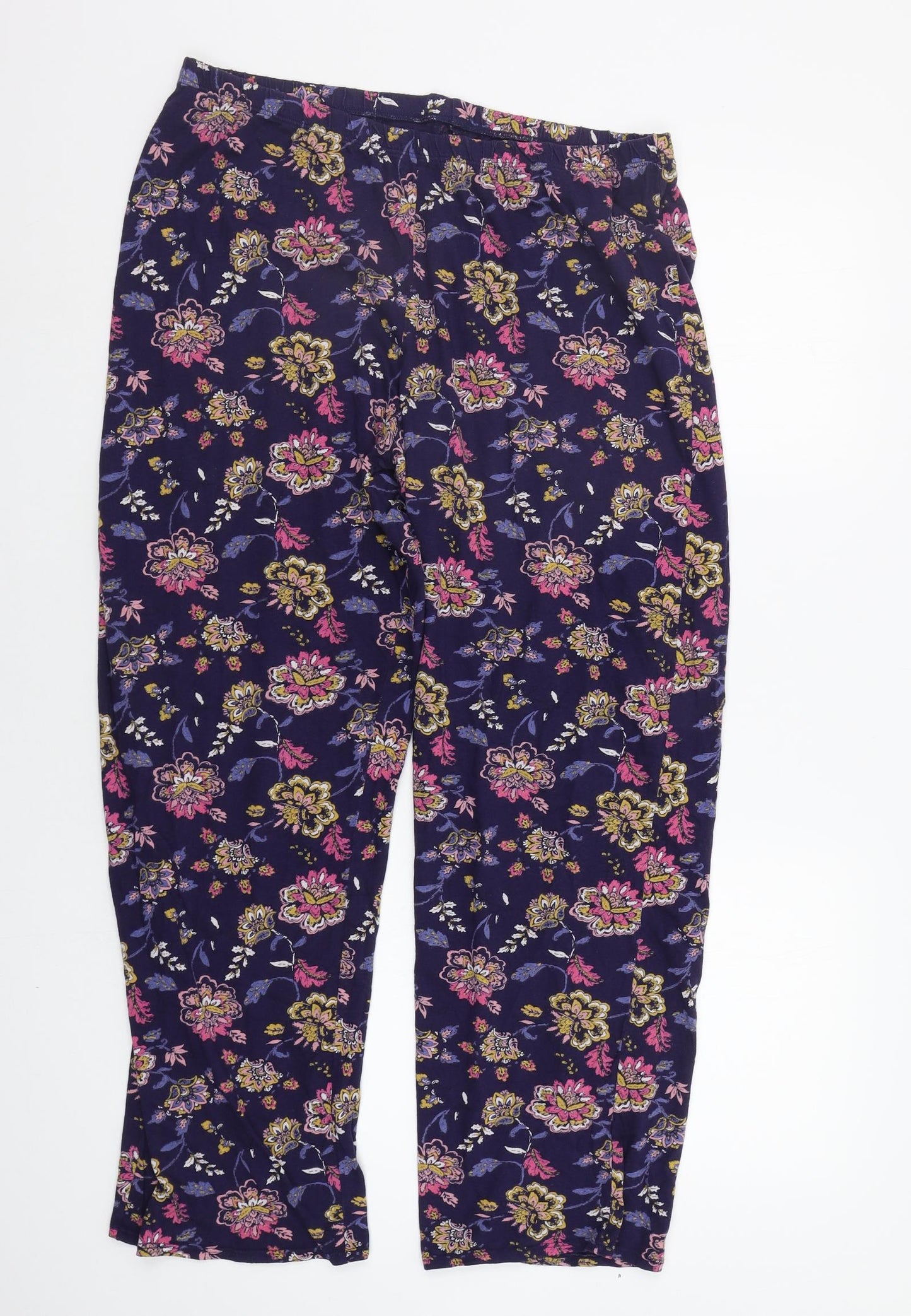 Marks and Spencer Womens Blue Floral  Top Pyjama Pants Size 12
