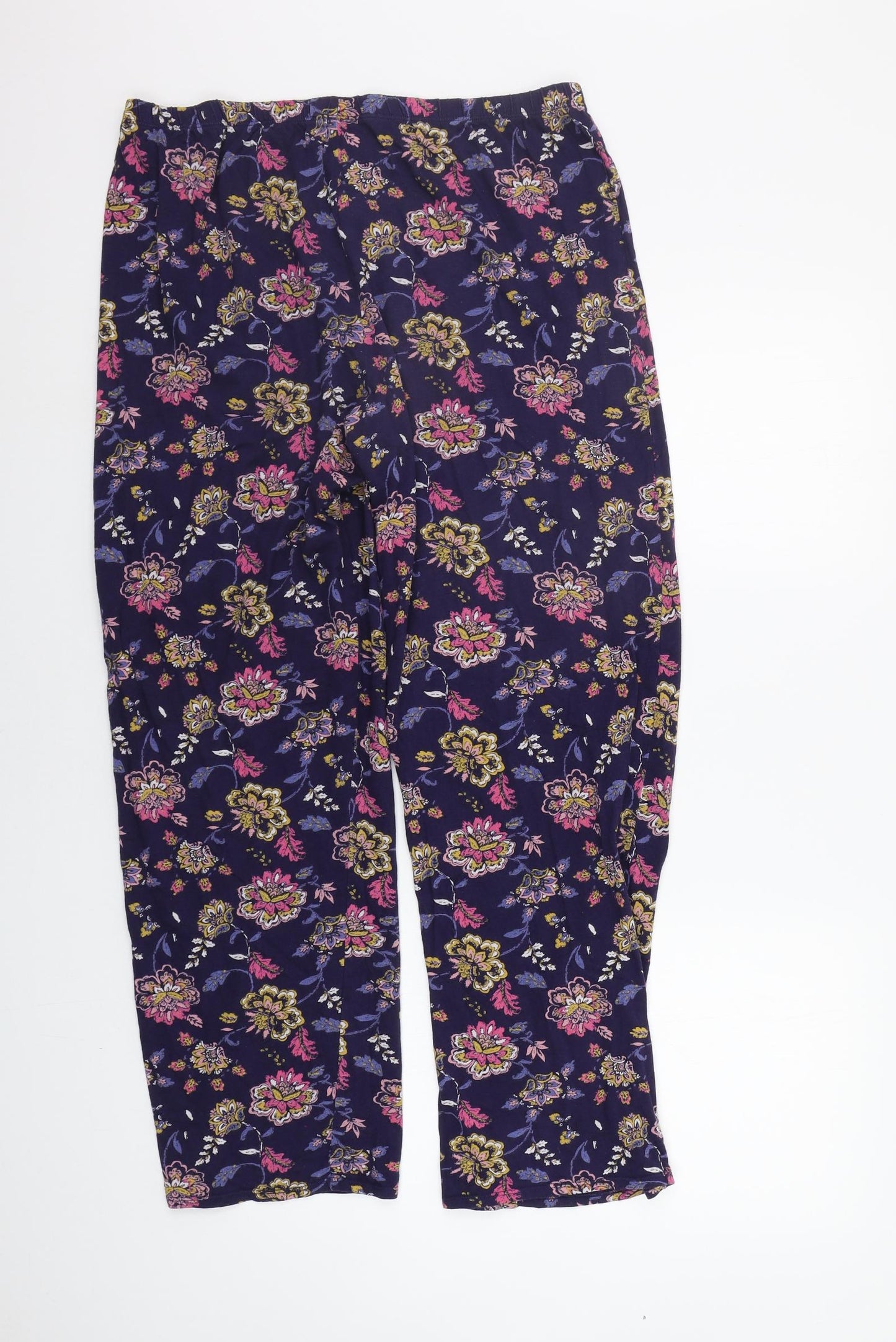Marks and Spencer Womens Blue Floral  Top Pyjama Pants Size 12