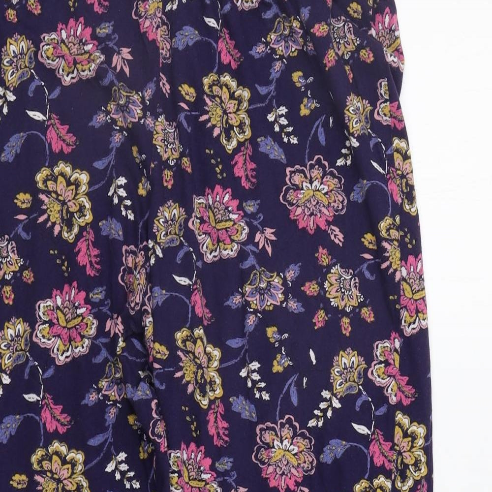 Marks and Spencer Womens Blue Floral  Top Pyjama Pants Size 12