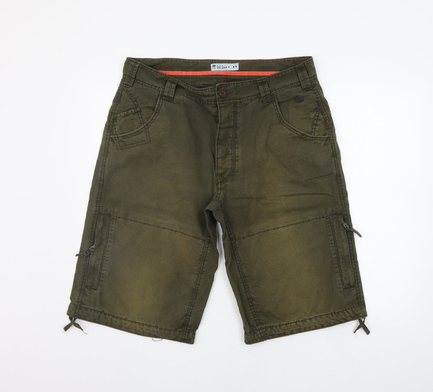 Fat Face Mens Green Houndstooth  Chino Shorts Size 36 in