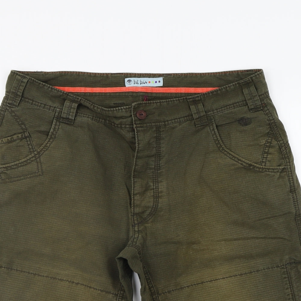 Fat Face Mens Green Houndstooth  Chino Shorts Size 36 in