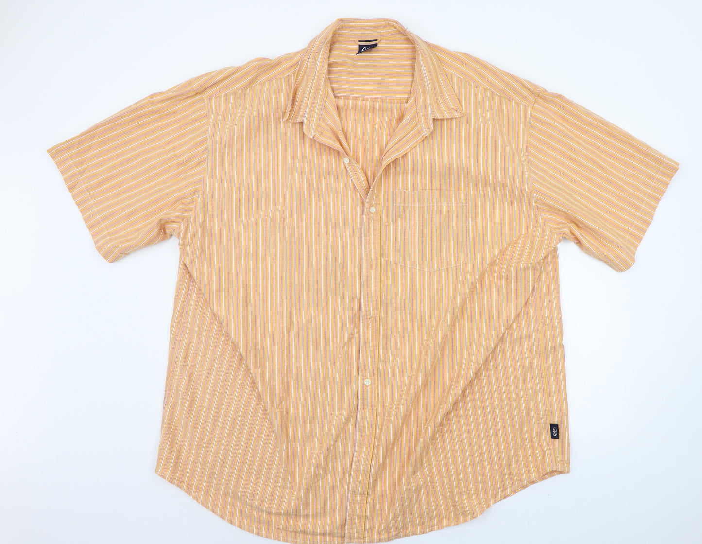 the cotton tradres Mens Orange Striped   Button-Up Size 4XL