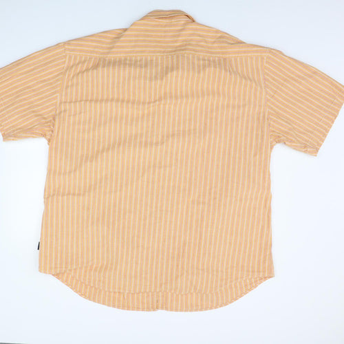 the cotton tradres Mens Orange Striped   Button-Up Size 4XL