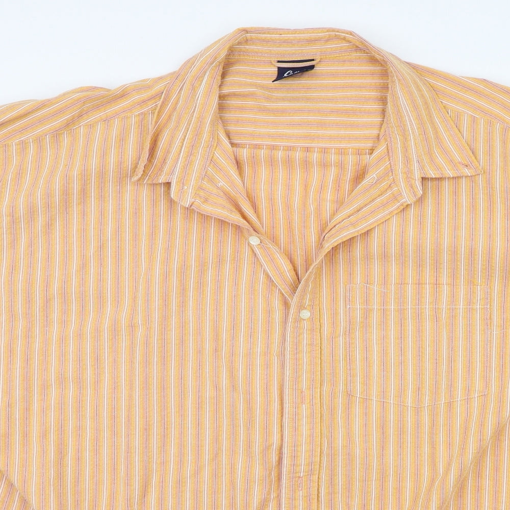 the cotton tradres Mens Orange Striped   Button-Up Size 4XL