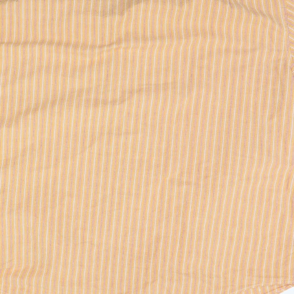 the cotton tradres Mens Orange Striped   Button-Up Size 4XL